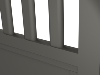 Zoom sur un barreau de portail en aluminium 60 x 30 de forme oblong