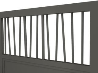 Zoom sur des barreaux de portail en aluminium diamètre 20 et 30 disposés aléatoirement