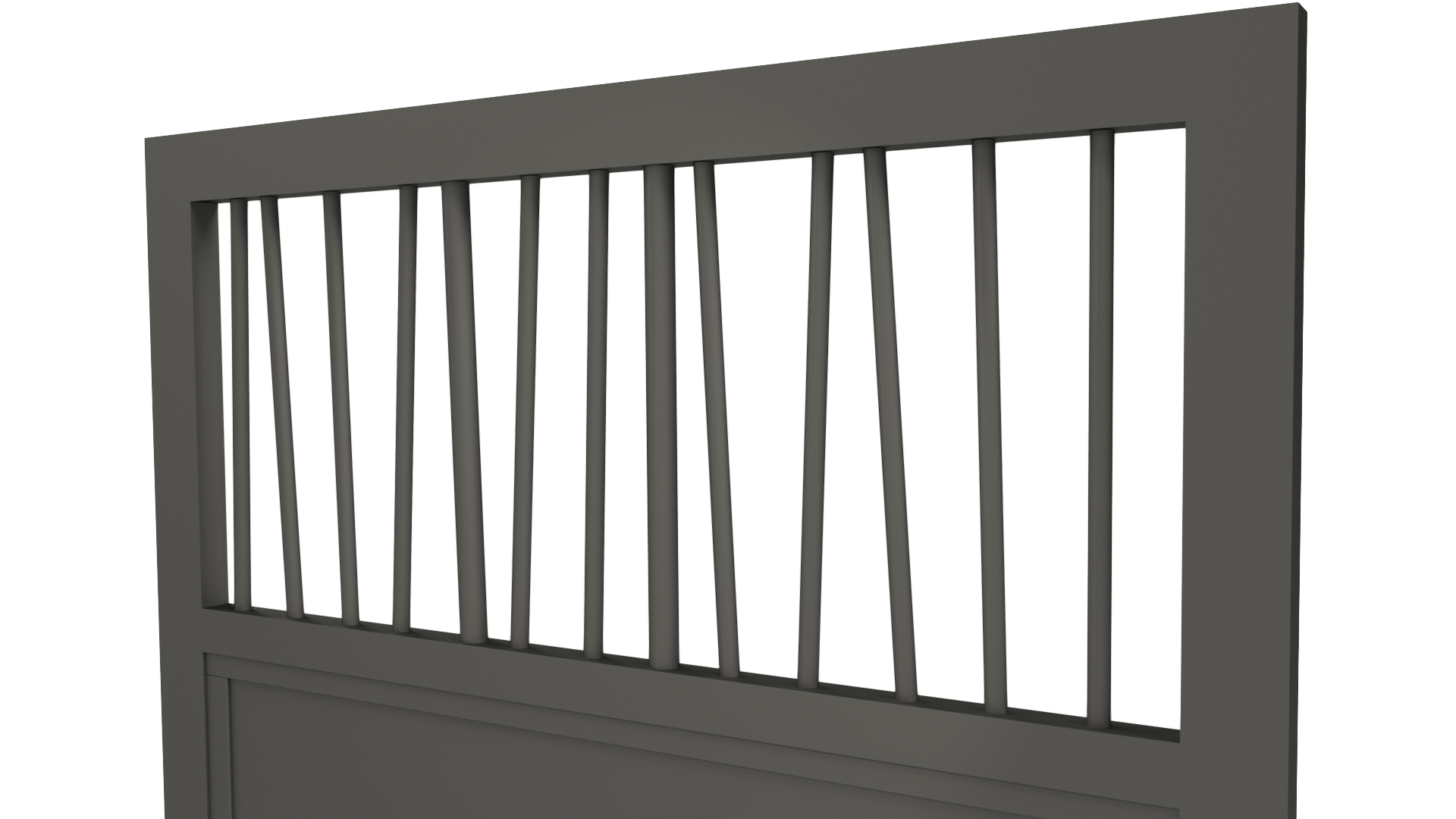 Zoom sur des barreaux de portail en aluminium diamètre 20 et 30 disposés aléatoirement