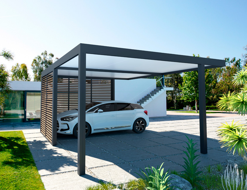 Carport en aluminium toit plat