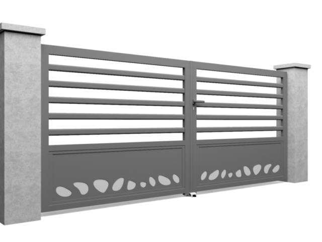 Portail en aluminium sur mesure MODERN SIMPLI A1 avec un motif et des barreaux horizontaux