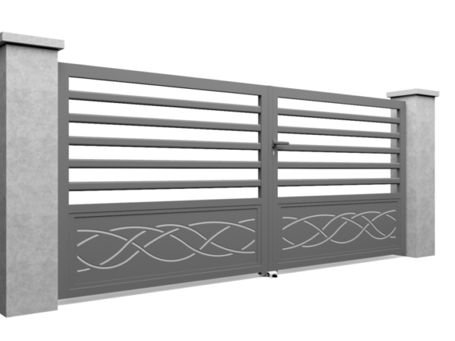 Portail en aluminium sur mesure MODERN SIMPLI A2 avec un motif et des barreaux horizontaux