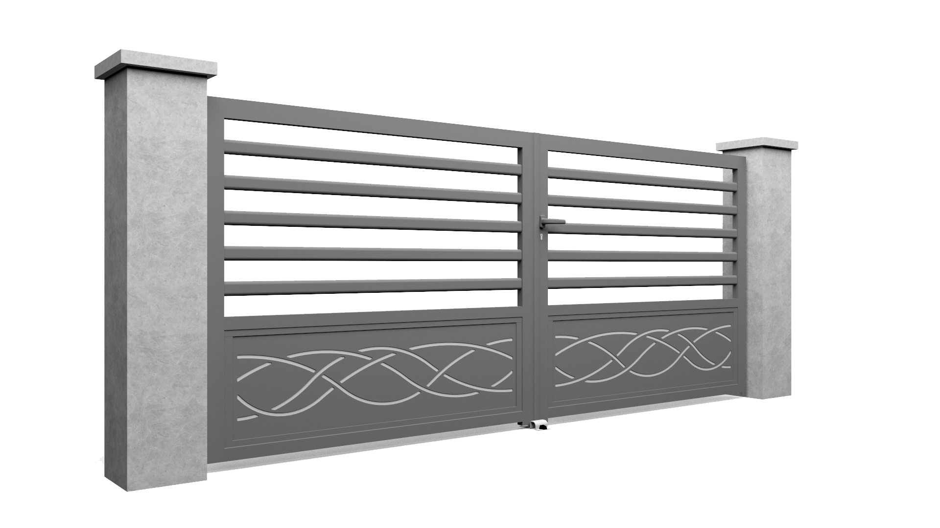 Portail en aluminium sur mesure MODERN SIMPLI A2 avec un motif et des barreaux horizontaux