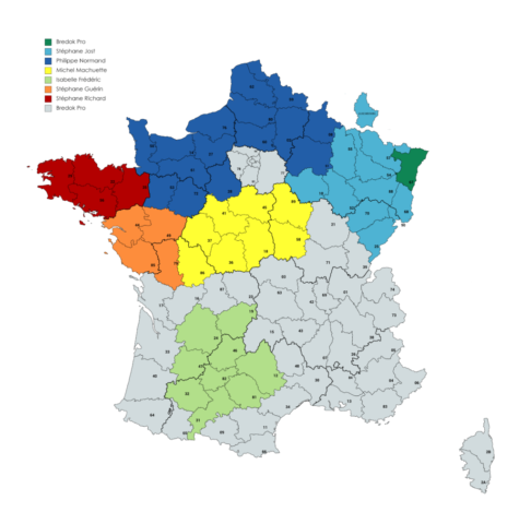 Carte des agents commerciaux Bredok